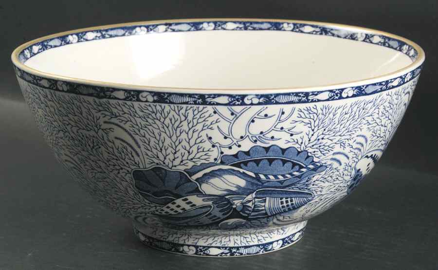 Torquay Blue (Yellow Trim) 10" Large Salad Serving Bowl by Mottahedeh-1