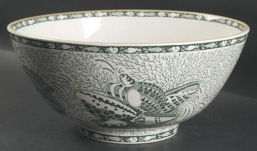 Torquay Green (Yellow Trim) 10" Large Salad Serving Bowl by Mottahedeh-1