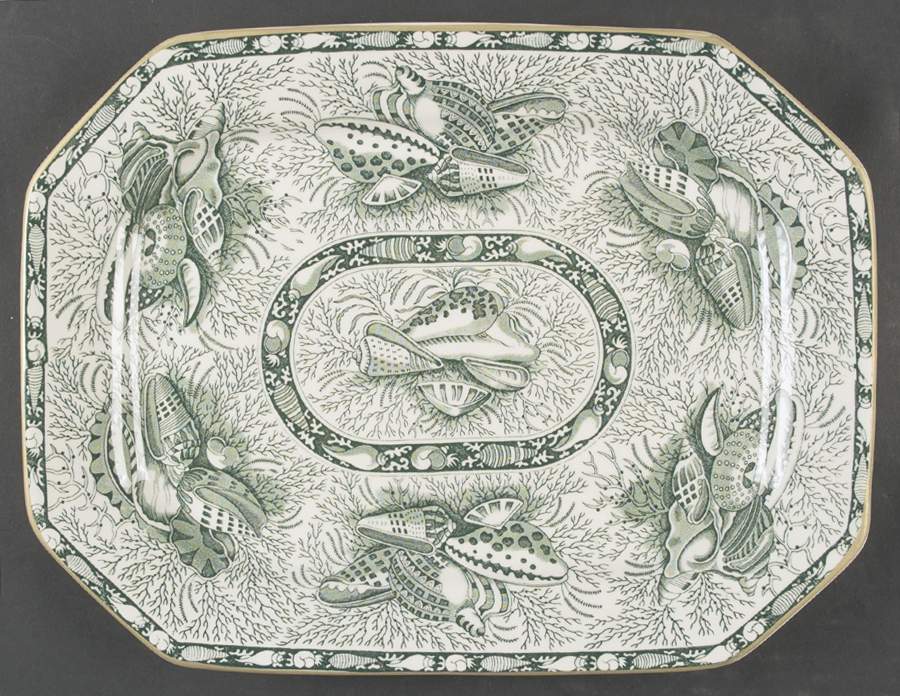 Torquay Green (Yellow Trim) 13" Oval Serving Platter by Mottahedeh-1