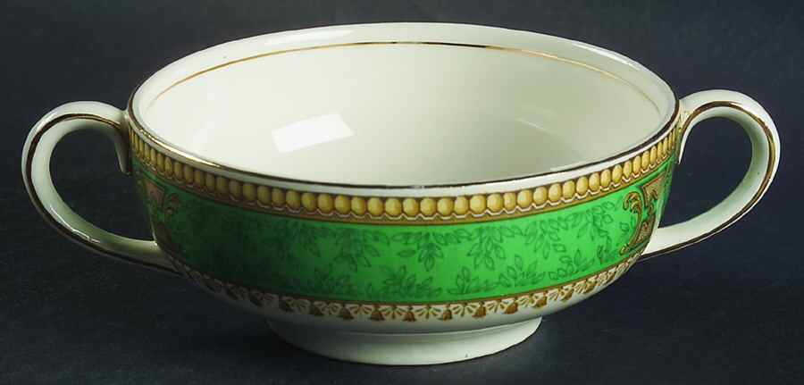 Savoy Green Flat Cream Soup Bowl by Morley Fox & Company-1