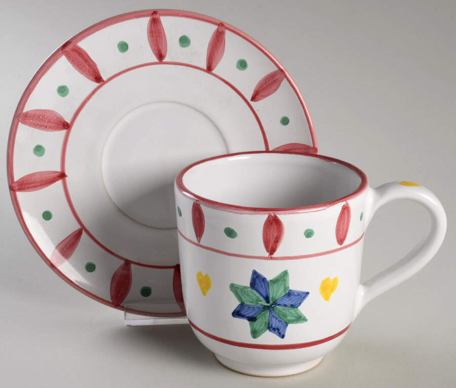 Quilt Americana Flat Cup & Saucer Set by Mesa Intl-1