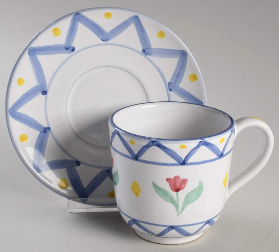 Quilt Americana Flat Cup & Saucer Set by Mesa Intl-1