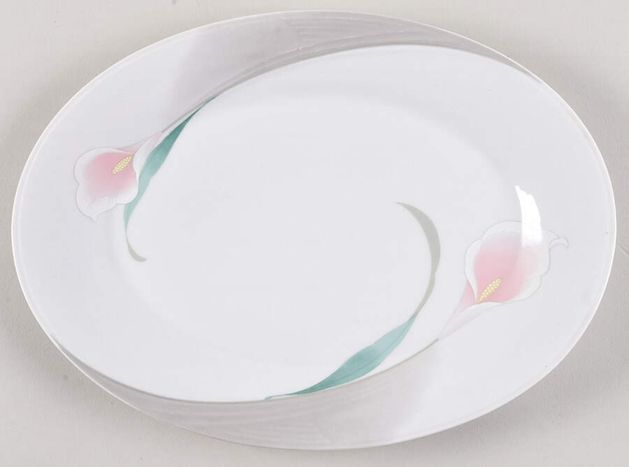 Springtime Grey (No Trim) 12" Oval Serving Platter by MSC-1