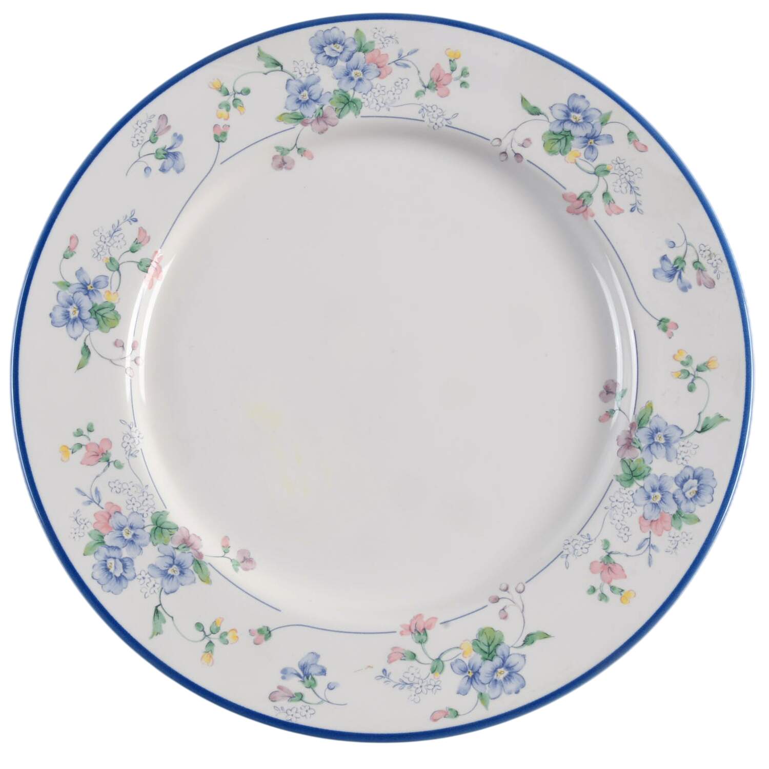 Blue Border Flower Salad Plate by Market Square-1