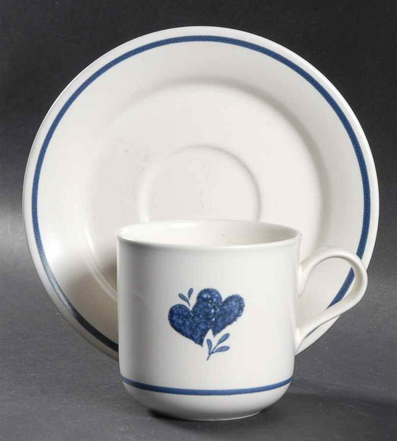 Hearts Flat Cup & Saucer Set by Market Square-1