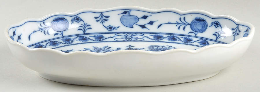 Blue Onion (Oval Backstamp) 10" Oval Vegetable Bowl by Meissen (Germany)-1