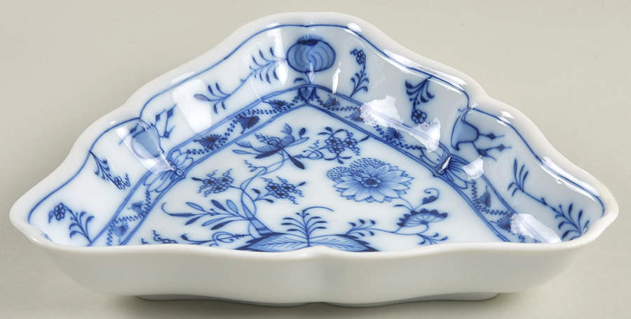 Blue Onion (Oval Backstamp) 8" Triangular Vegetable Bowl by Meissen (Germany)-1