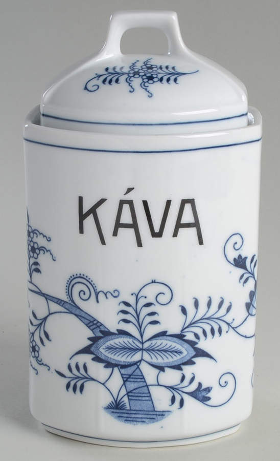Blue Onion (Oval Backstamp) Coffee Canister & Lid by Meissen (Germany)-1