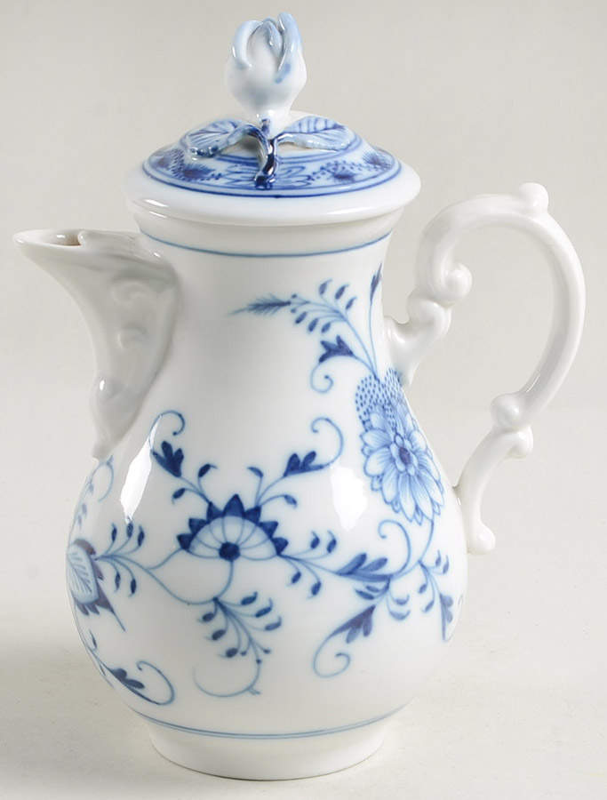 Blue Onion (Oval Backstamp) Individual Coffee Pot & Lid by Meissen (Germany)-1