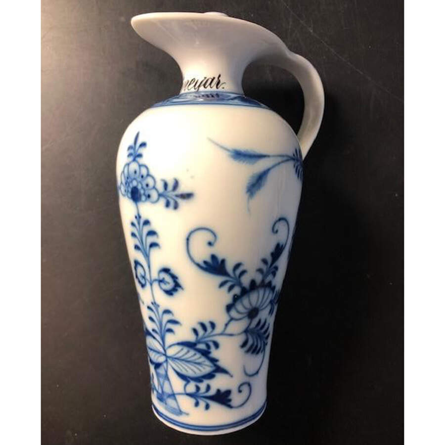 Blue Onion (Oval Backstamp) Vinegar Cruet and Stopper by Meissen (Germany)-1