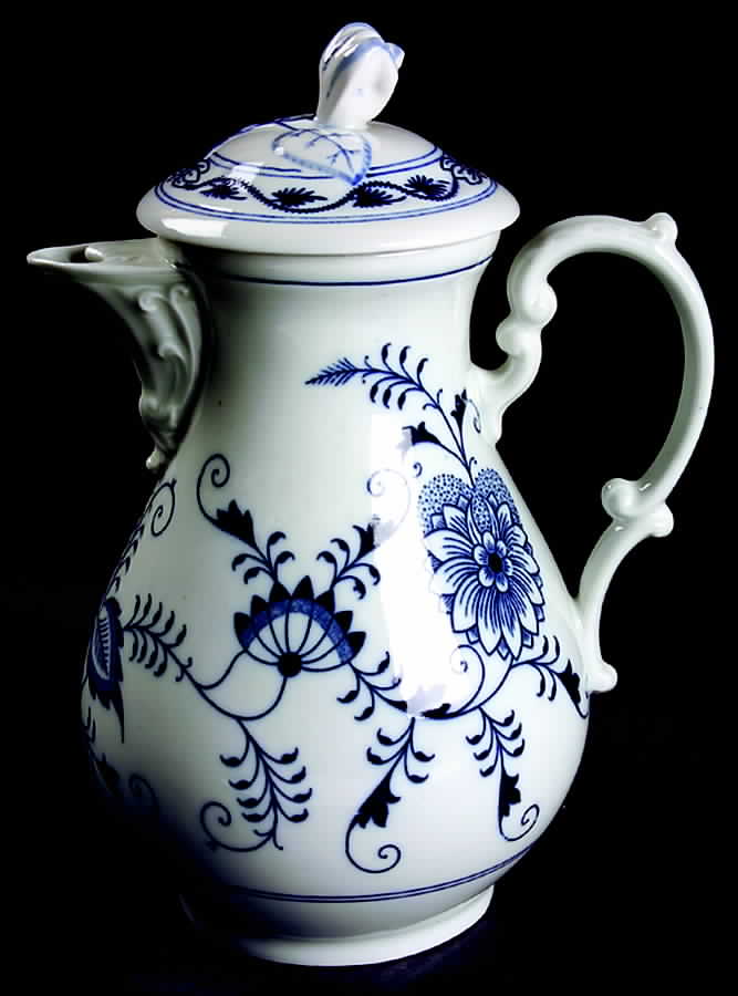 Blue Onion (Oval Backstamp) Coffee Pot & Lid by Meissen (Germany)-1