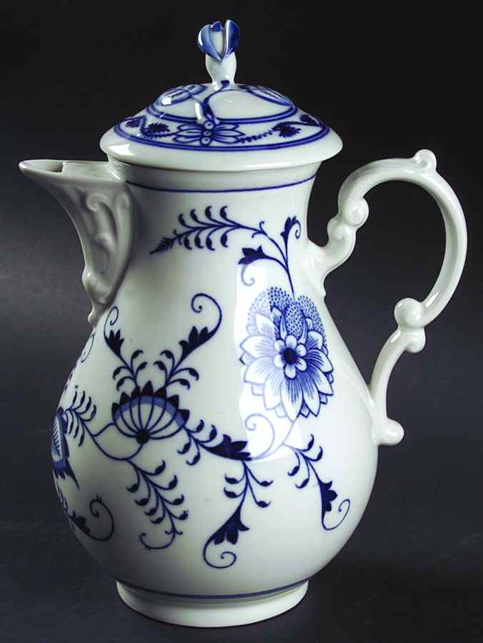 Blue Onion (Oval Backstamp) Small Coffee Pot & Lid by Meissen (Germany)-1