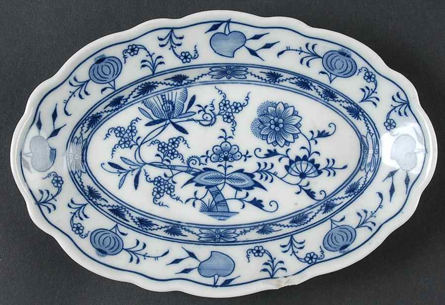 Blue Onion (Oval Backstamp) Relish by Meissen (Germany)-1