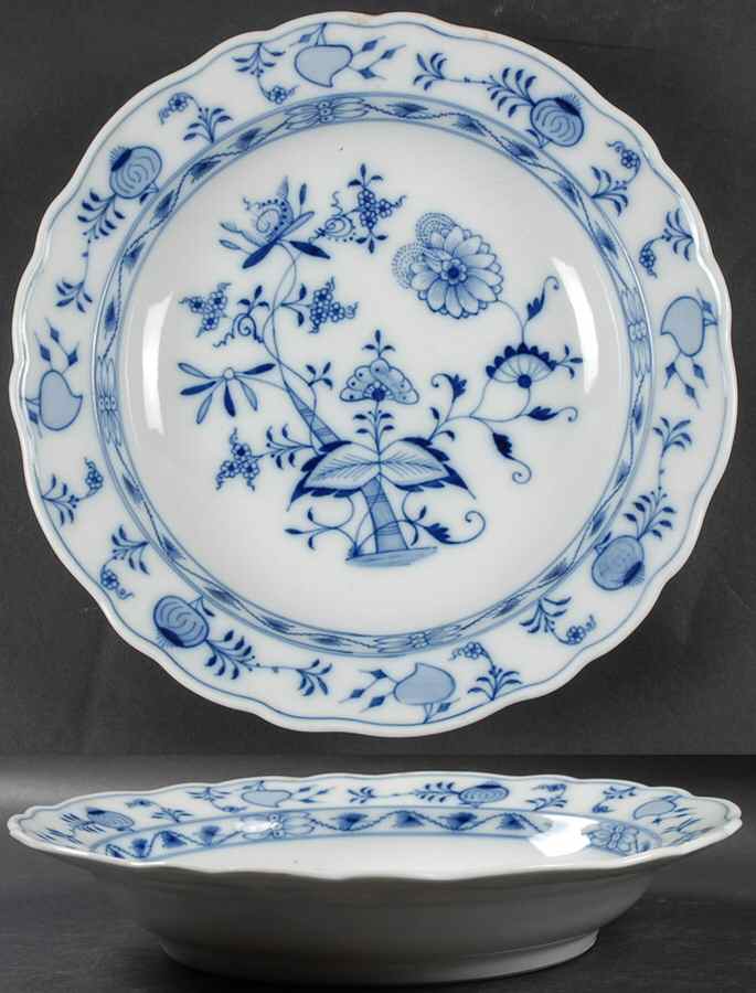 Blue Onion (Oval Backstamp) 12" Deep Round Platter by Meissen (Germany)-1