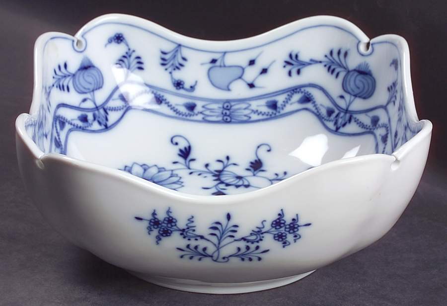 Blue Onion (Oval Backstamp) 8" Square Bowl by Meissen (Germany)-1
