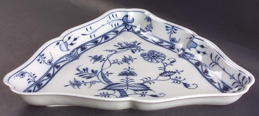 Blue Onion (Oval Backstamp) 12" Triangular Plate by Meissen (Germany)-1
