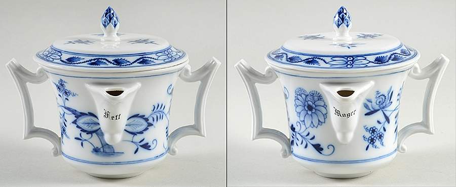 Blue Onion (Oval Backstamp) Gravy Boat & Lid by Meissen (Germany)-1