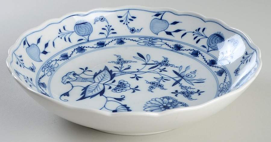 Blue Onion ("Sword" Backstamp) 9" Round Vegetable Bowl by Meissen (Germany)-1