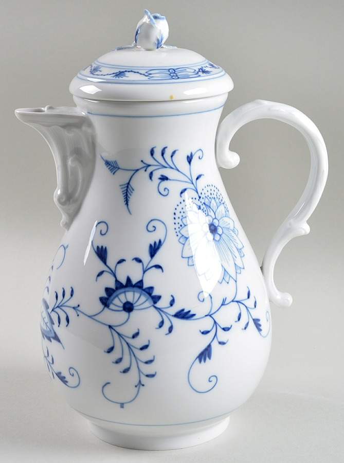 Blue Onion ("Sword" Backstamp) Coffee Pot & Lid by Meissen (Germany)-1