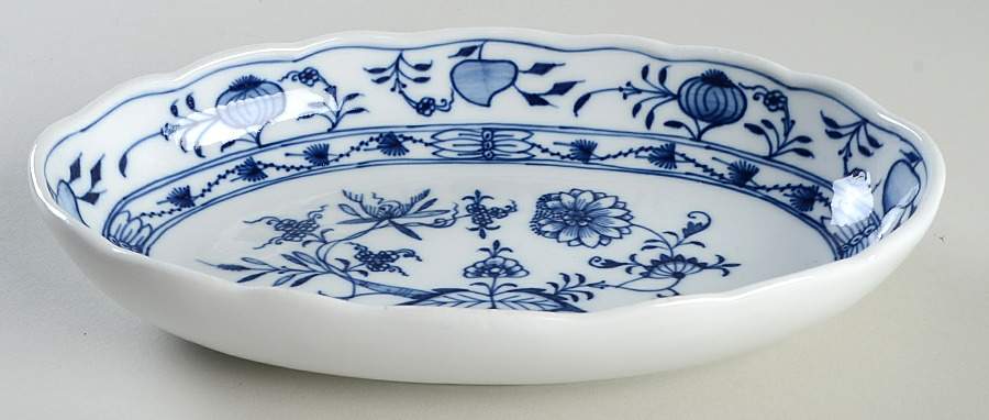 Blue Onion ("Sword" Backstamp) Relish by Meissen (Germany)-1