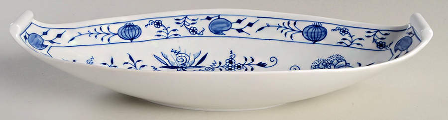 Blue Onion ("Sword" Backstamp) 13" Large Oval Salad Serving Bowl by Meissen (Germany)-1