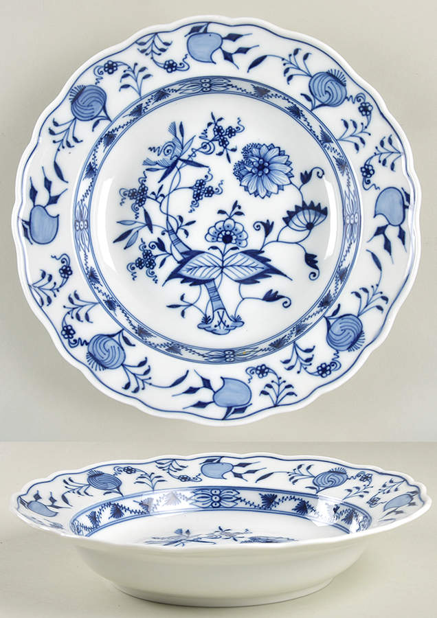 Blue Onion ("Sword" Backstamp) Large Rim Soup Bowl by Meissen (Germany)-1