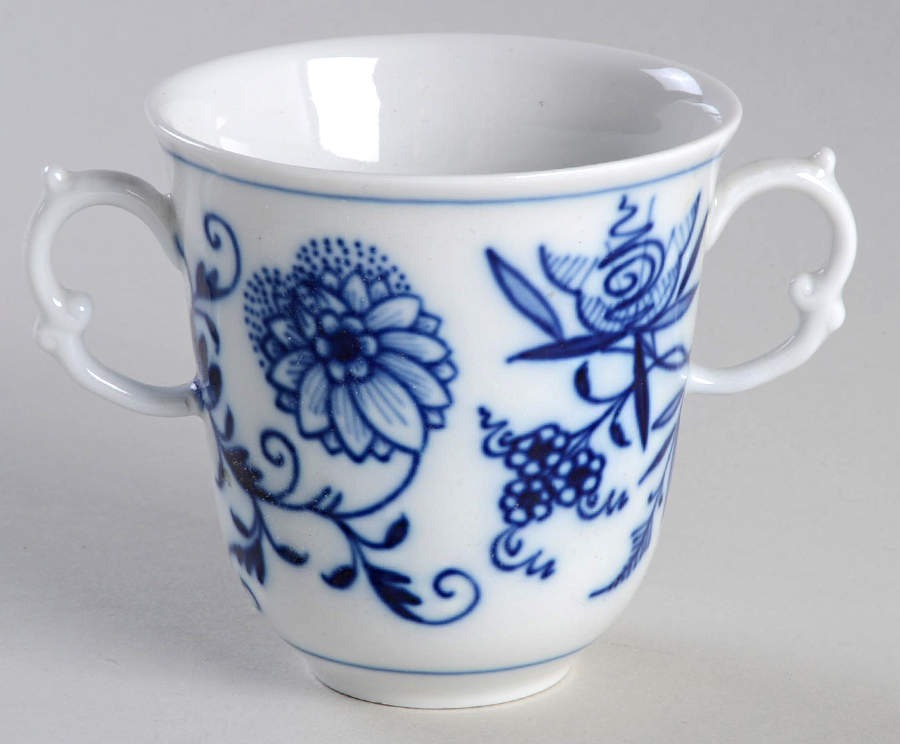 Blue Onion ("Sword" Backstamp) Cup for Saucer with Pierced Holder by Meissen (Germany)-1