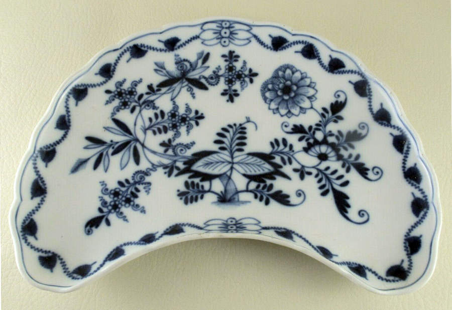 Blue Onion ("Sword" Backstamp) Crescent Salad Plate by Meissen (Germany)-1