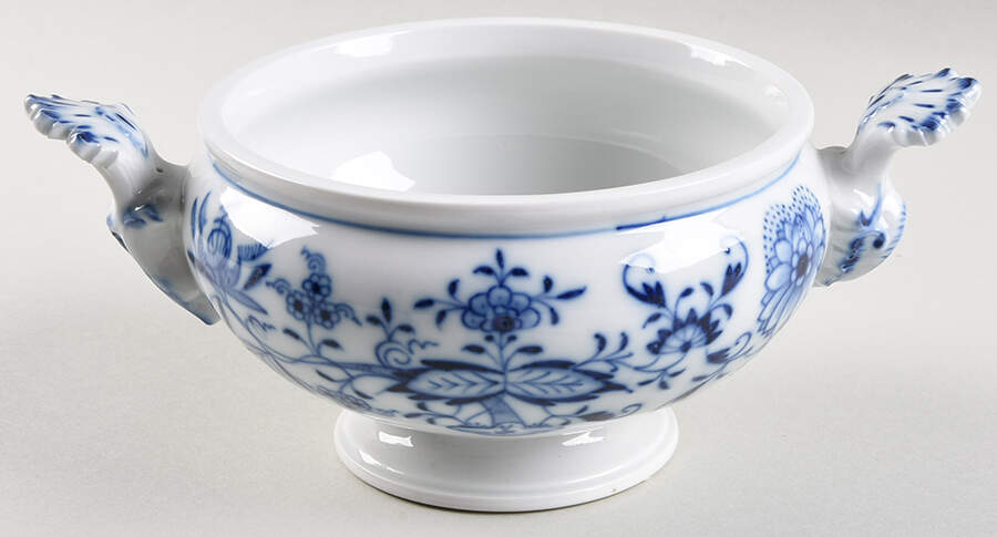 Blue Onion ("Sword" Backstamp) Mini Tureen No Lid by Meissen (Germany)-1