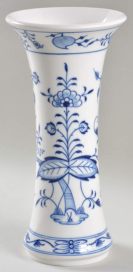 Blue Onion ("Sword" Backstamp) 10" Vase by Meissen (Germany)-1