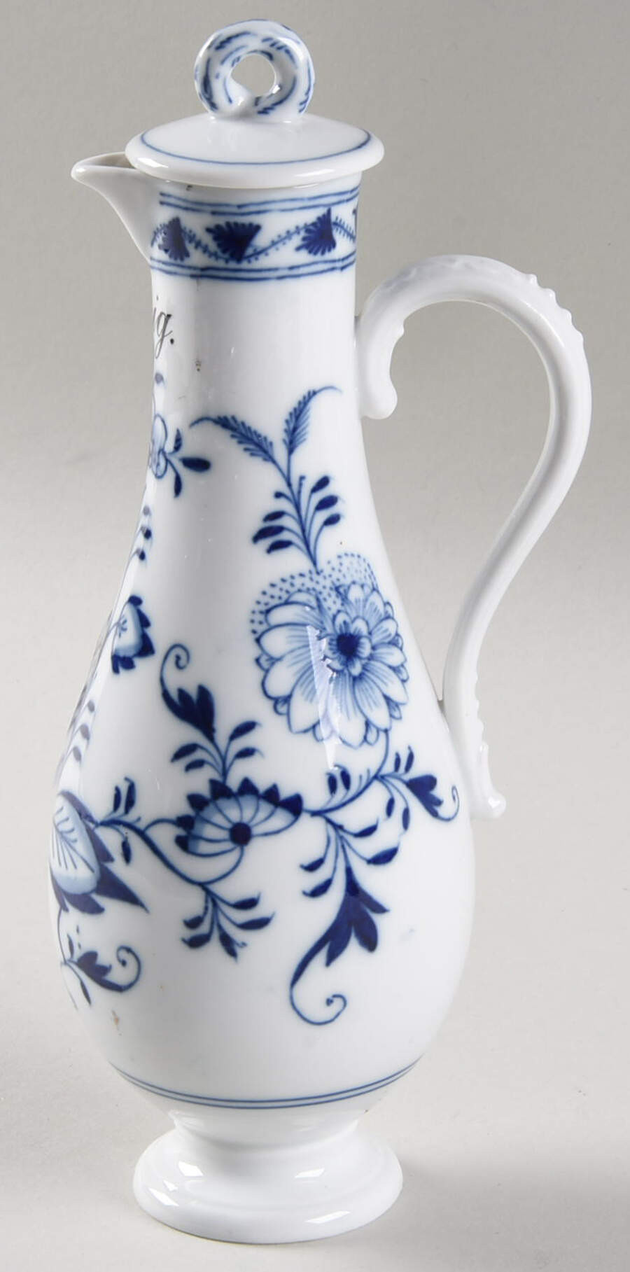 Blue Onion ("Sword" Backstamp) Vinegar Cruet with Stopper by Meissen (Germany)-1