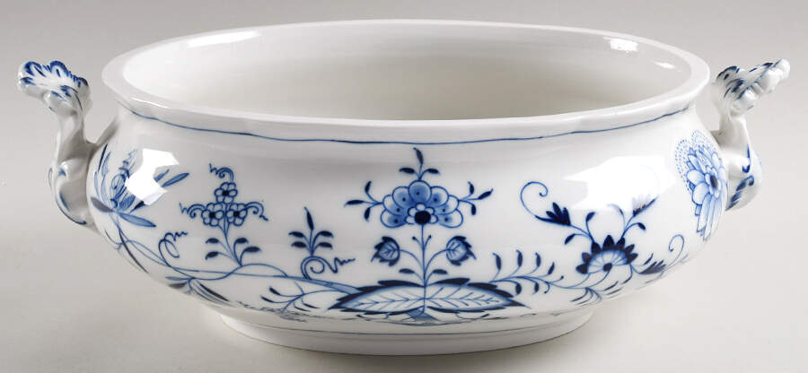 Blue Onion ("Sword" Backstamp) Oval Tureen No Lid by Meissen (Germany)-1