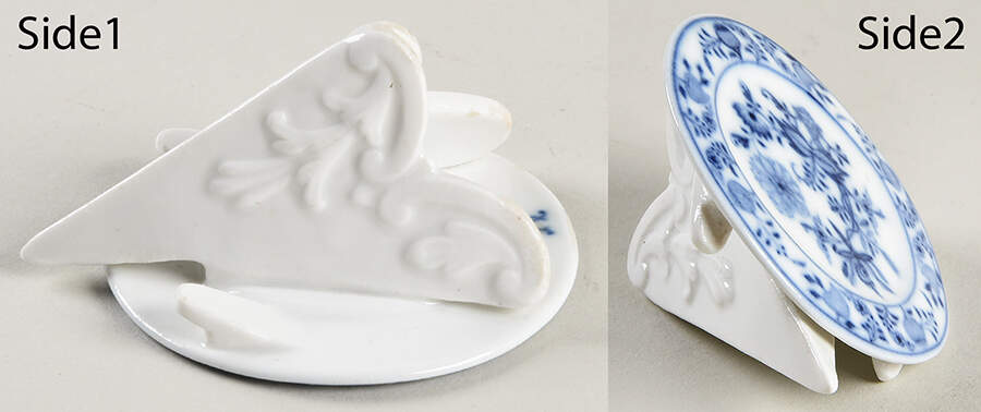 Blue Onion ("Sword" Backstamp) Small Placard/Place Card Holder by Meissen (Germany)-1