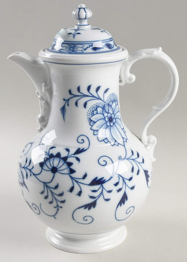 Blue Onion ("Sword" Backstamp) Coffee Pot & Lid by Meissen (Germany)-1