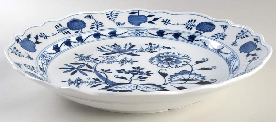 Blue Onion ("Sword" Backstamp) 15" Pasta Serving Bowl by Meissen (Germany)-1