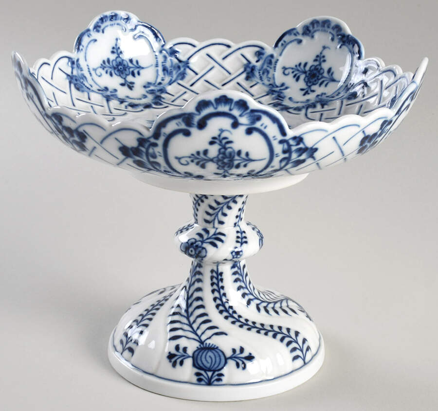 Blue Onion ("Sword" Backstamp) Round Compote (Height X Width) by Meissen (Germany)-1