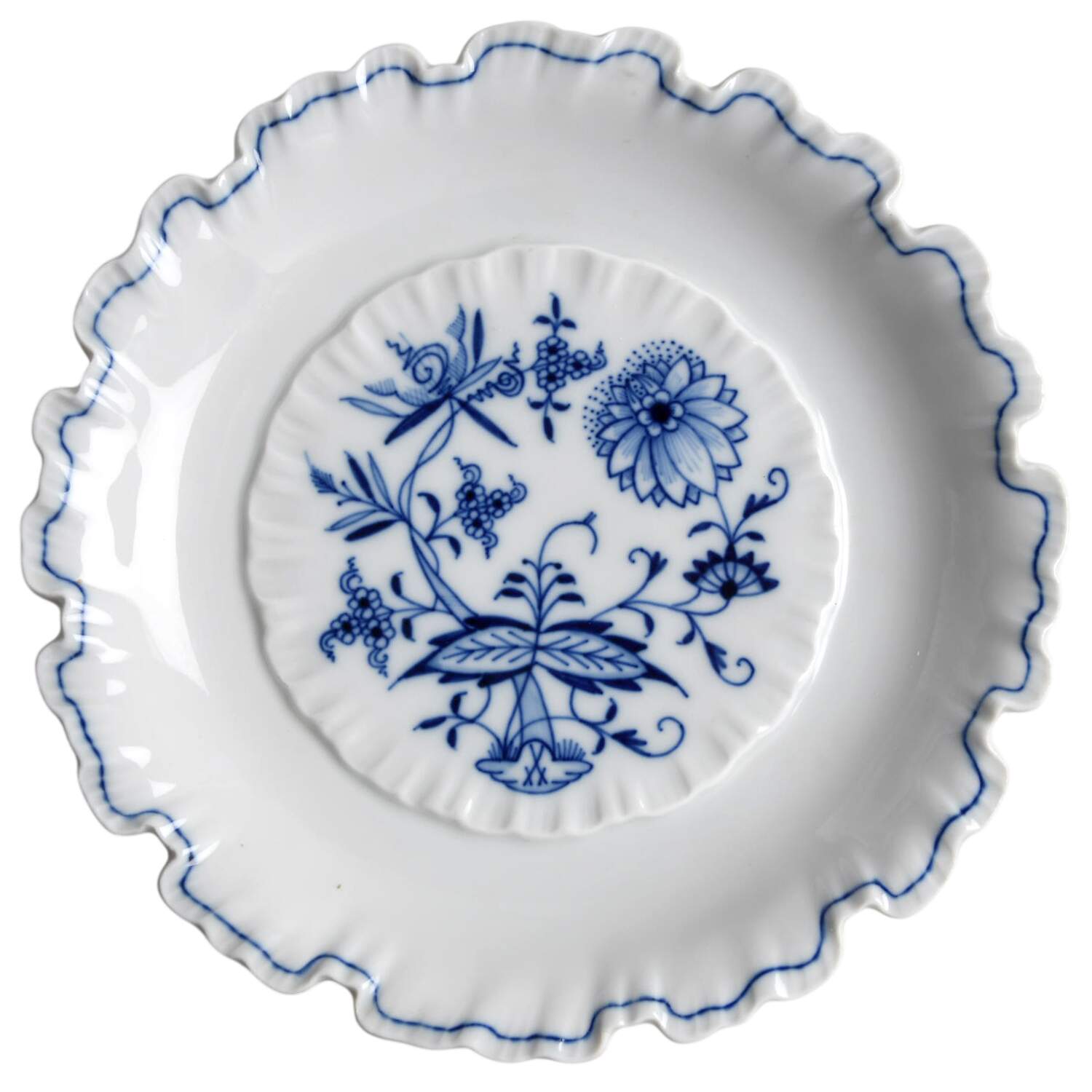 Blue Onion ("Sword" Backstamp) Round Cheese Dish No Lid by Meissen (Germany)-1