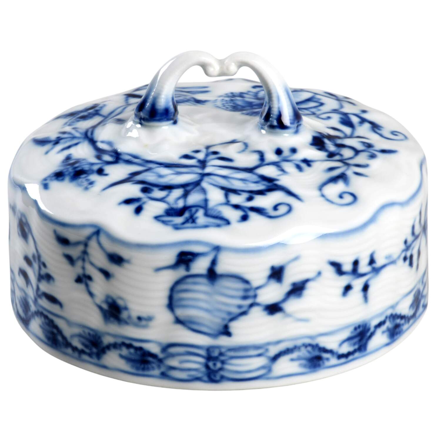 Blue Onion ("Sword" Backstamp) Lid for Round Cheese Dish by Meissen (Germany)-1