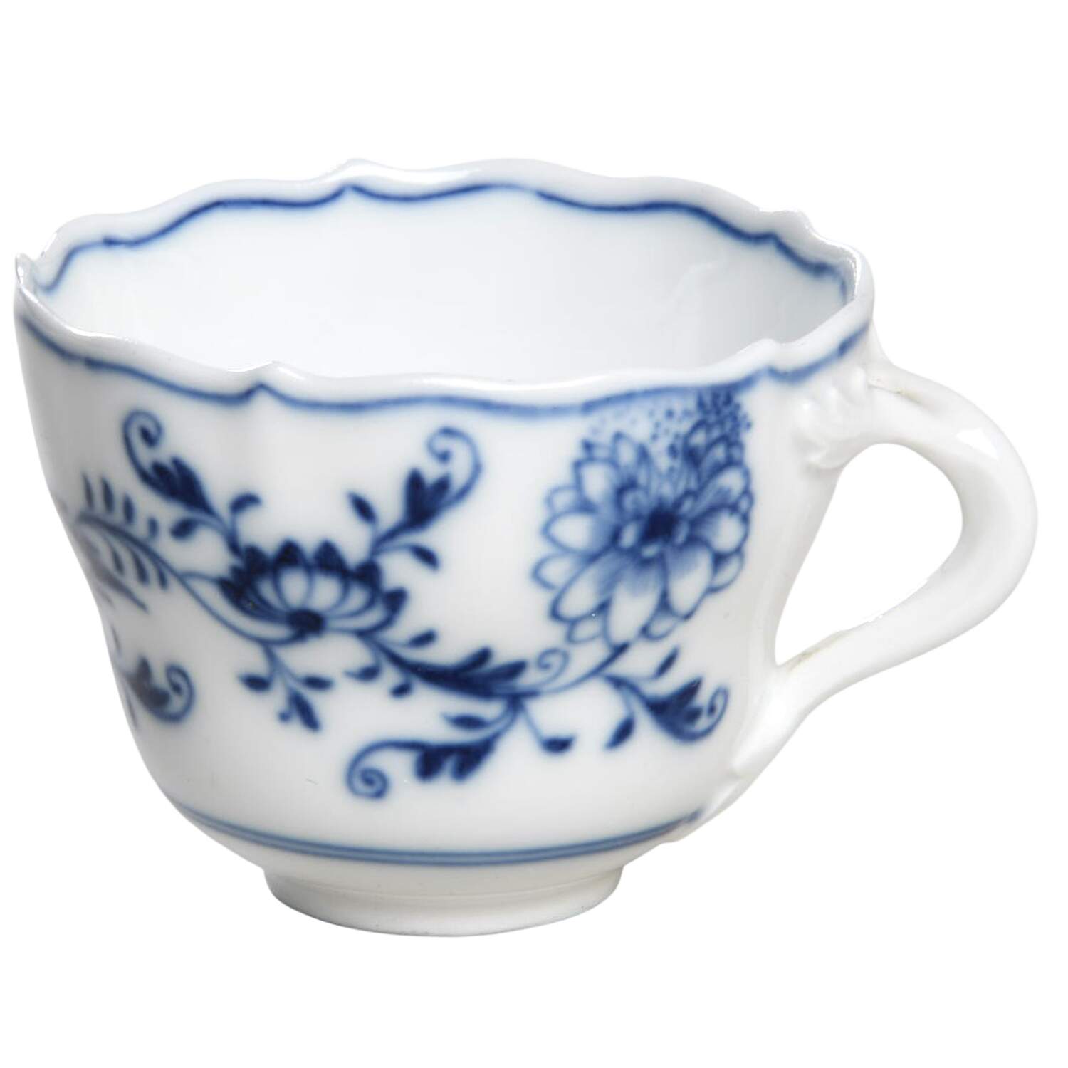 Blue Onion ("Sword" Backstamp) Flat Demitasse Cup by Meissen (Germany)-1