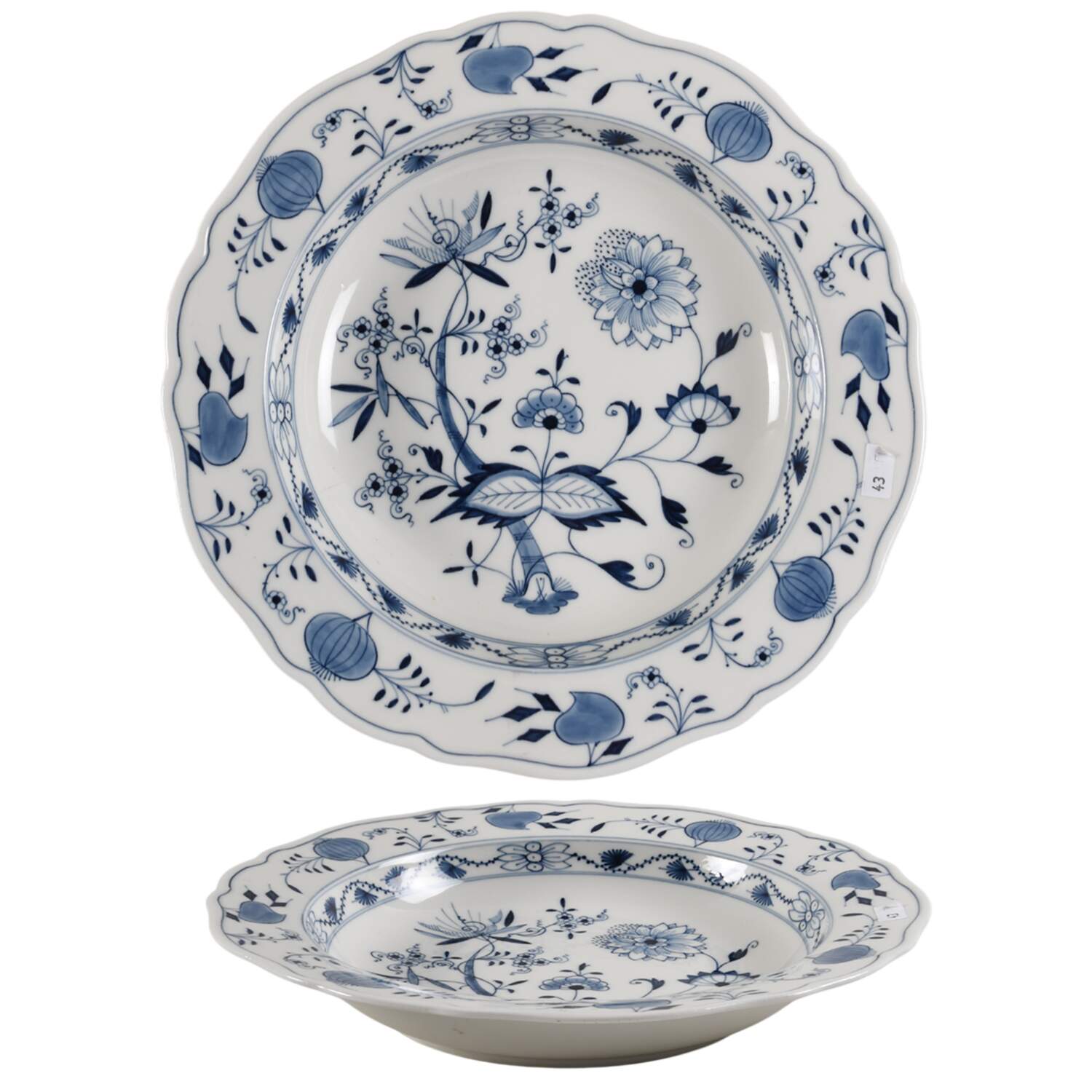Blue Onion ("Sword" Backstamp) 12" Round Vegetable Bowl by Meissen (Germany)-1