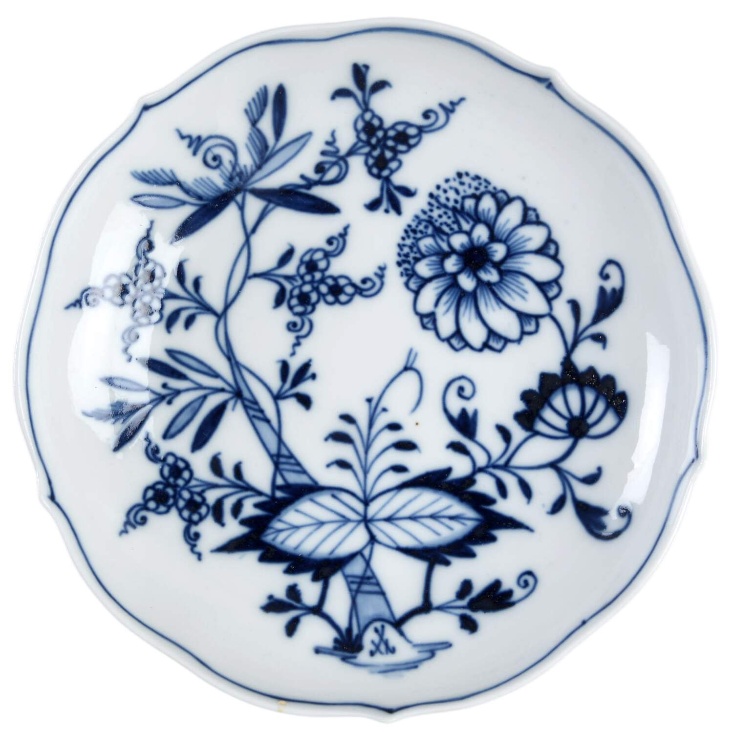 Blue Onion ("Sword" Backstamp) Saucer for Flat Cup by Meissen (Germany)-1