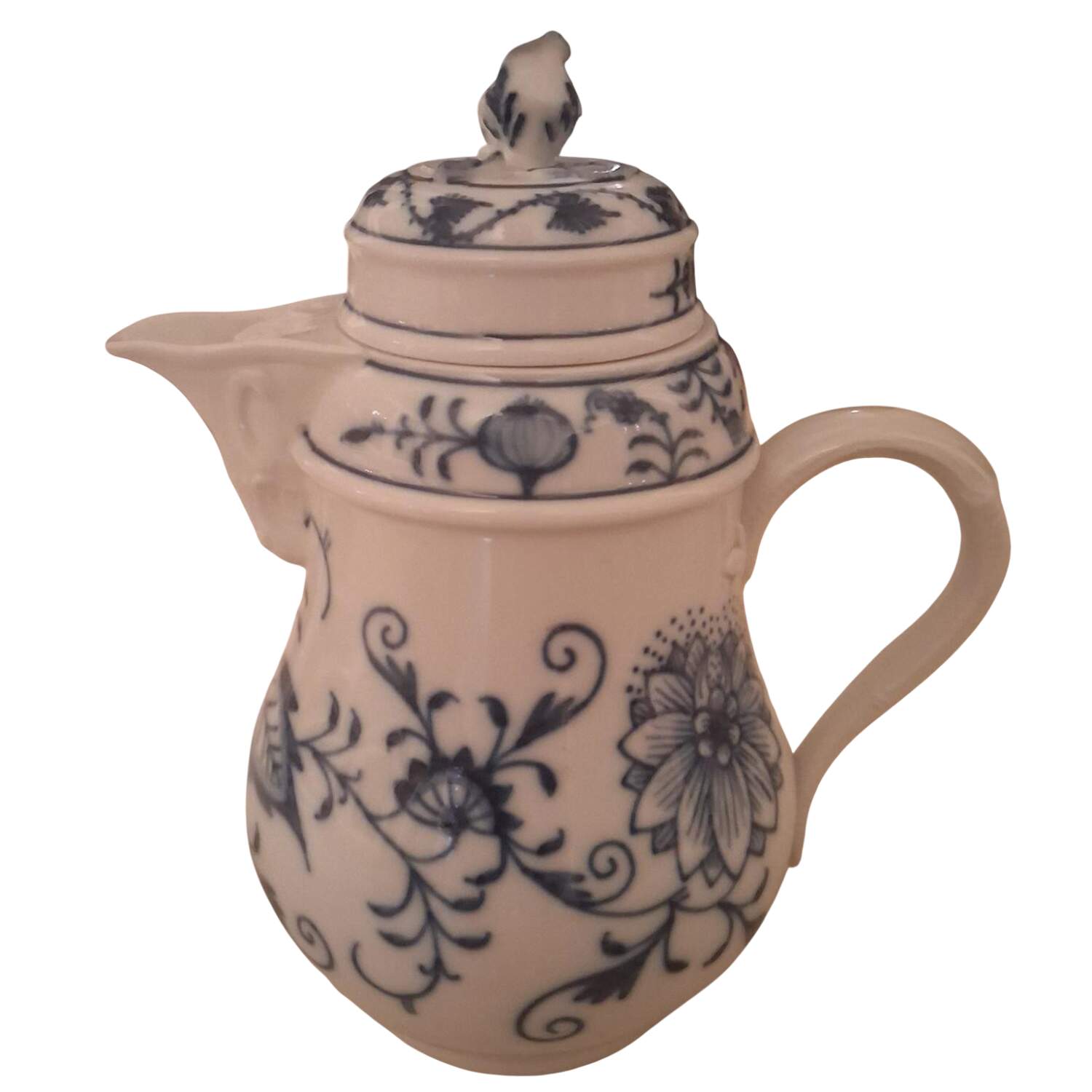 Blue Onion ("Sword" Backstamp) Mini Coffee Pot & Lid by Meissen (Germany)-1