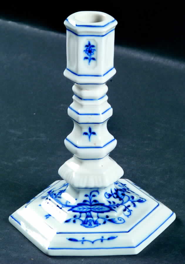 Blue Onion ("Sword" Backstamp) 5" Candlestick by Meissen (Germany)-1
