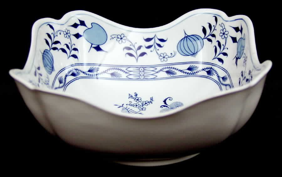 Blue Onion ("Sword" Backstamp) 8" Square Vegetable Bowl by Meissen (Germany)-1