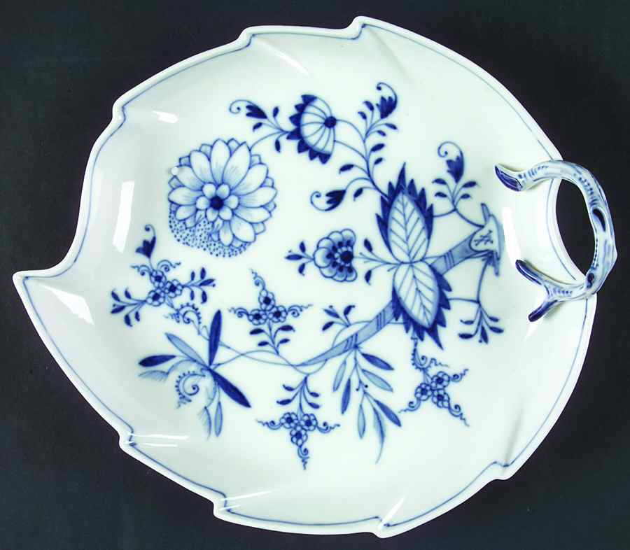 Blue Onion ("Sword" Backstamp) 10" Leaf Dish by Meissen (Germany)-1