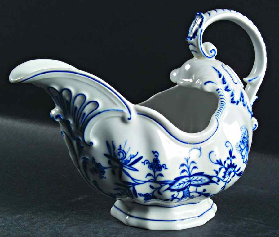 Blue Onion ("Sword" Backstamp) Gravy Boat by Meissen (Germany)-1
