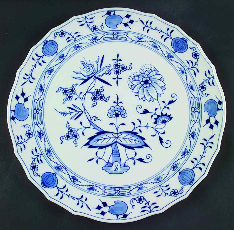 Blue Onion ("Sword" Backstamp) 13" Chop Plate (Round Platter) by Meissen (Germany)-1
