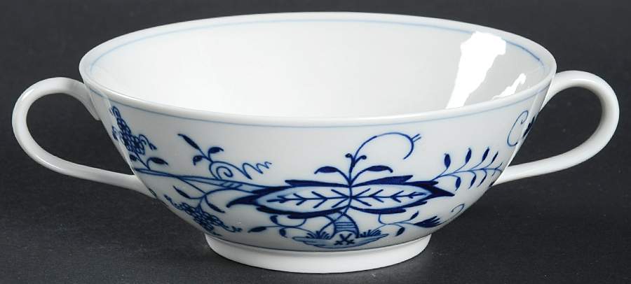Blue Onion ("Sword" Backstamp) Flat Cream Soup Bowl by Meissen (Germany)-1