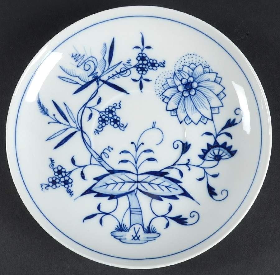Blue Onion ("Sword" Backstamp) Saucer for Flat Cream Soup Bowl by Meissen (Germany)-1