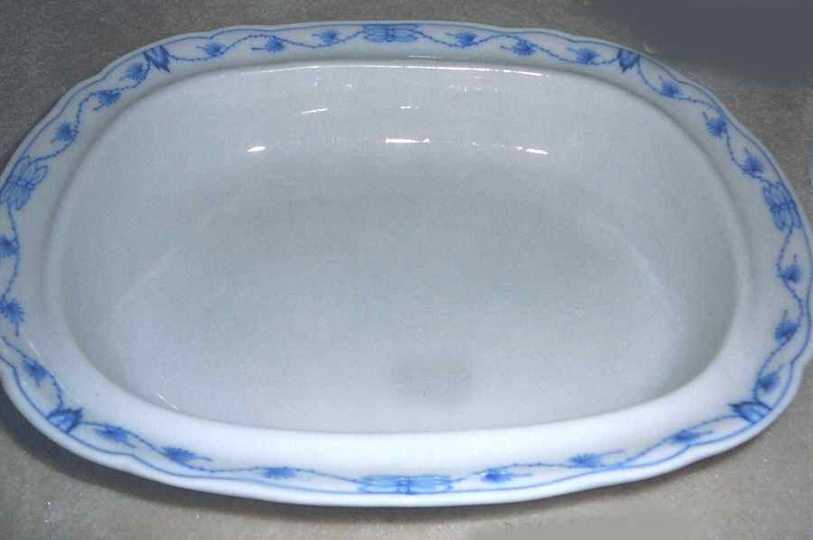 Blue Onion ("Sword" Backstamp) Oval Cheese Dish, No Lid by Meissen (Germany)-1